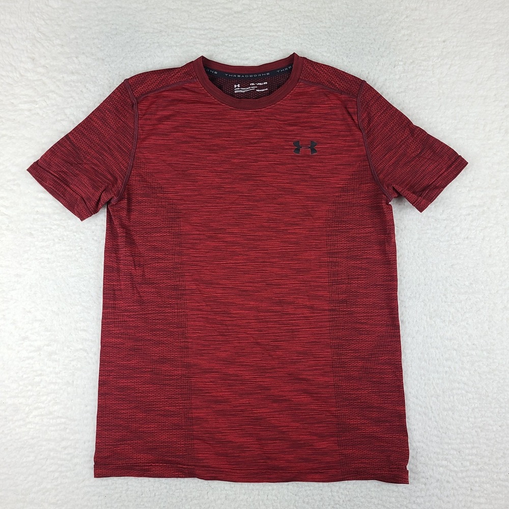 Under Armour Shirt Boys YXL Dark Red‎ Threadborne Crewneck Performance T-Shirt